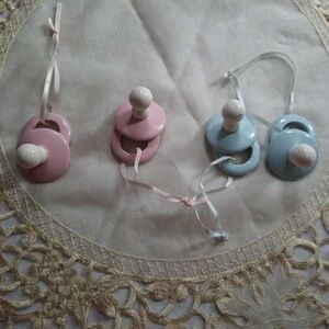 Pink and Blue Ceramic Pacifier Ornaments